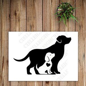 *2 for $20* Mama and Baby Dog vinyl decal Sticker Handcrafted